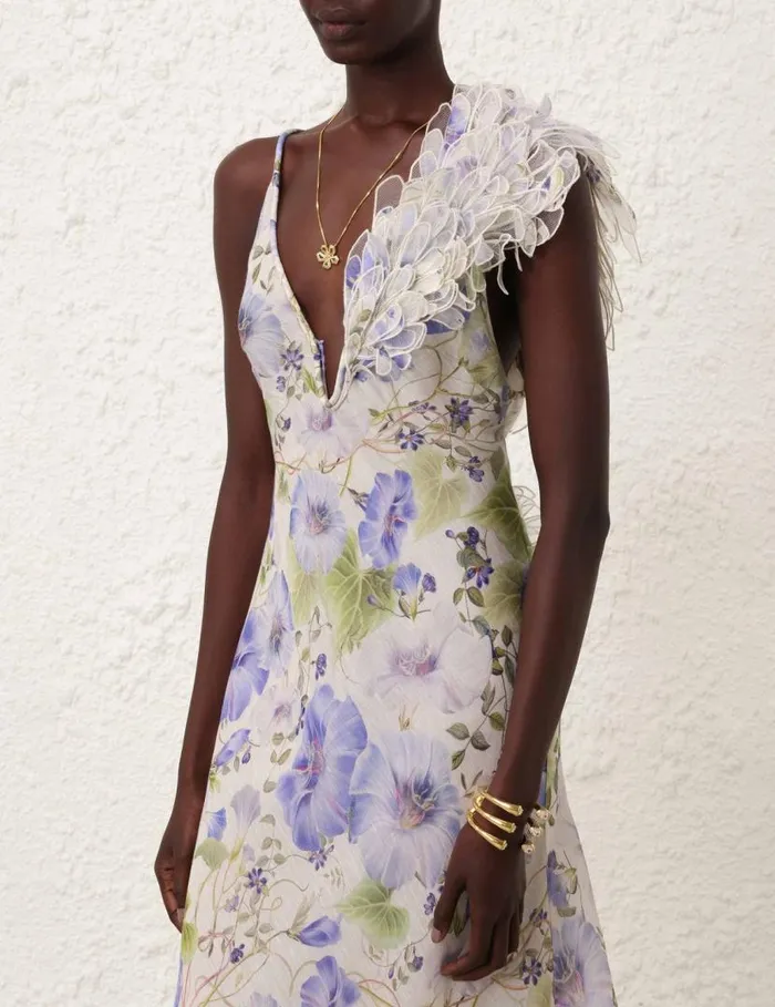 Zimmermann Dresses Natura Feather Slip Gown Blue Floral 8211 Women