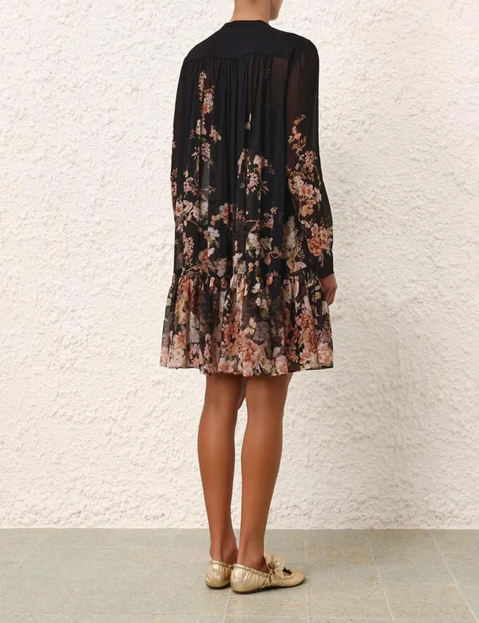 Zimmermann Dresses Natura Lantern Mini Dress Coral Garden Black 8211 Women