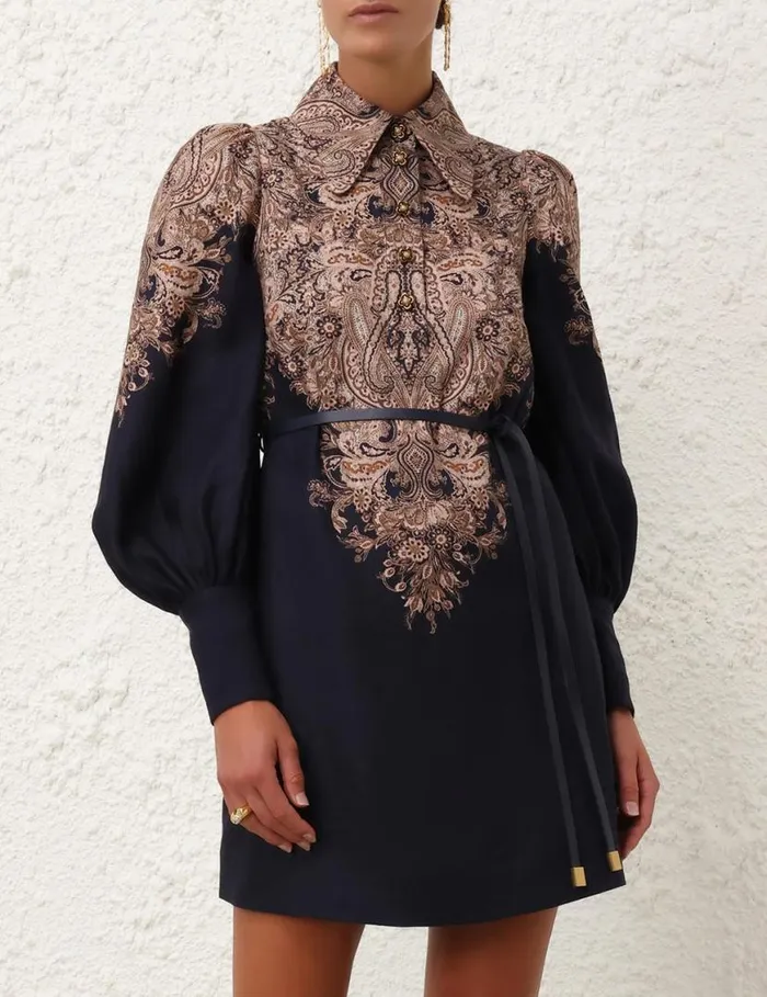 Zimmermann Dresses Natura Tunic Dress Navy Paisley 8211 Women