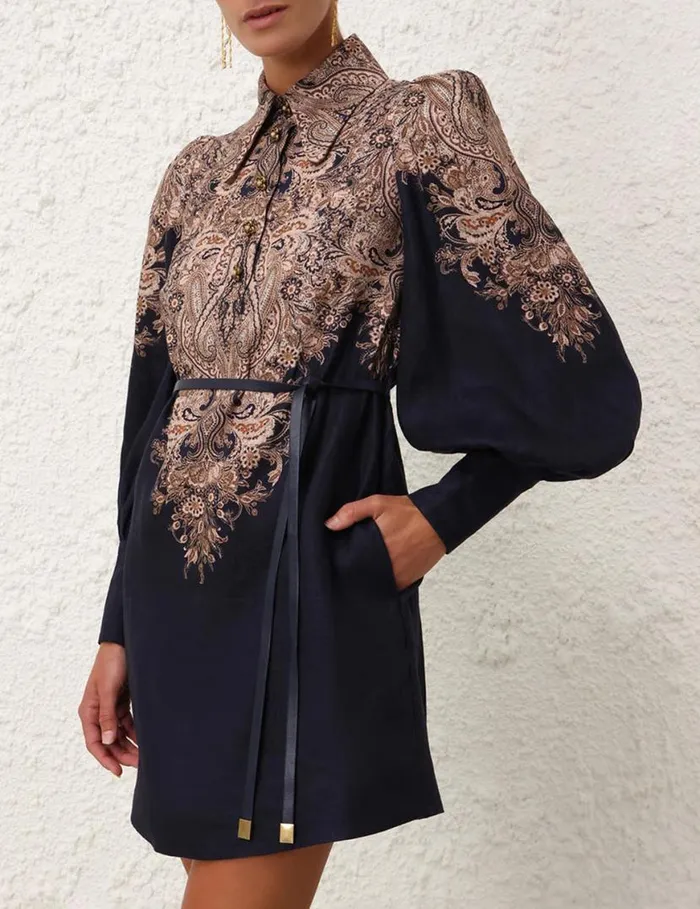 Zimmermann Dresses Natura Tunic Dress Navy Paisley 8211 Women