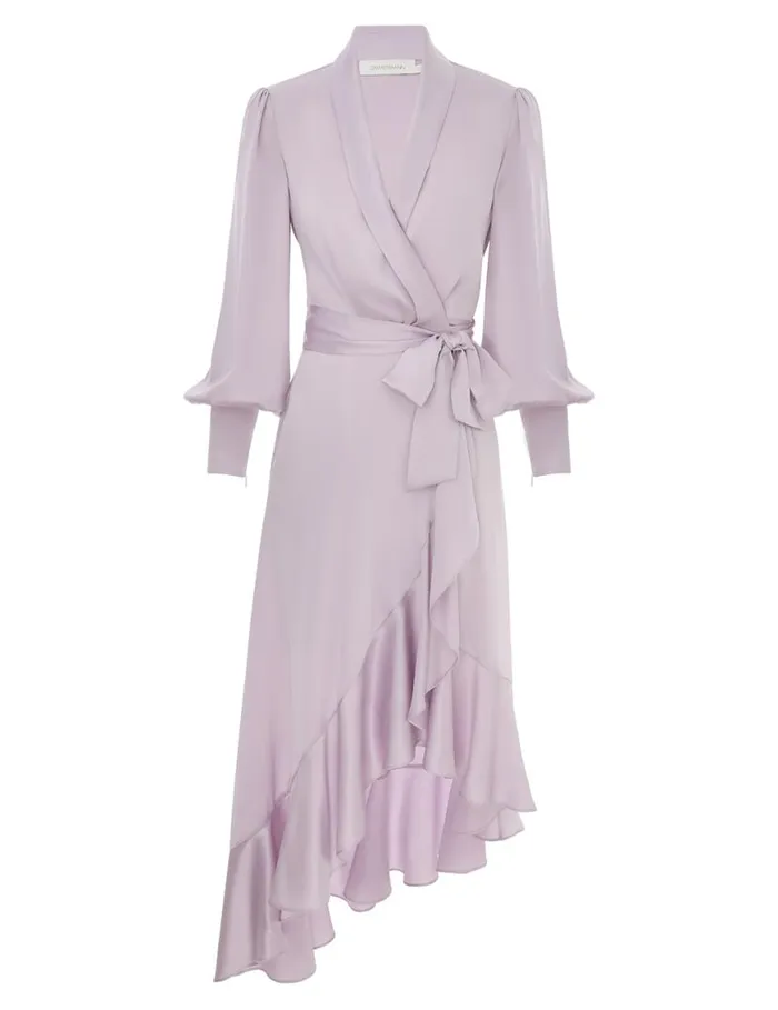 Zimmermann Dresses Silk Wrap Midi Dress Light Lavender 8211 Women