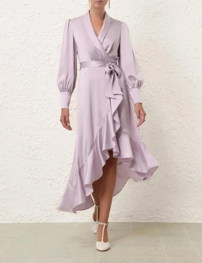 Zimmermann Dresses Silk Wrap Midi Dress Light Lavender 8211 Women