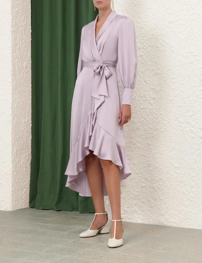 Zimmermann Dresses Silk Wrap Midi Dress Light Lavender 8211 Women
