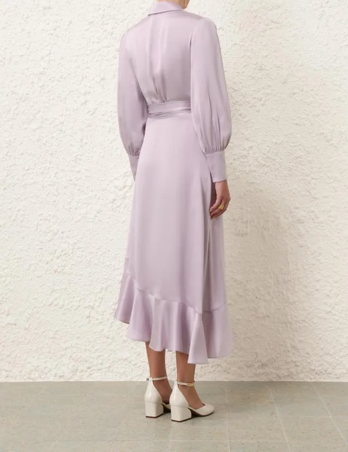 Zimmermann Dresses Silk Wrap Midi Dress Light Lavender 8211 Women