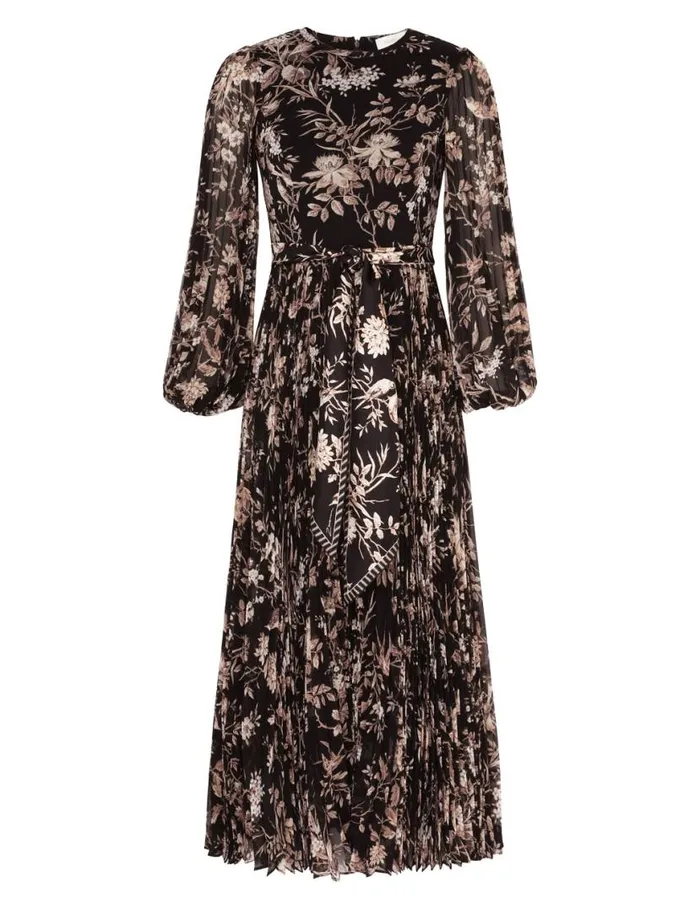 Zimmermann Dresses Sunray Long Sleeve Midi Black Mockingbird 8211 Women