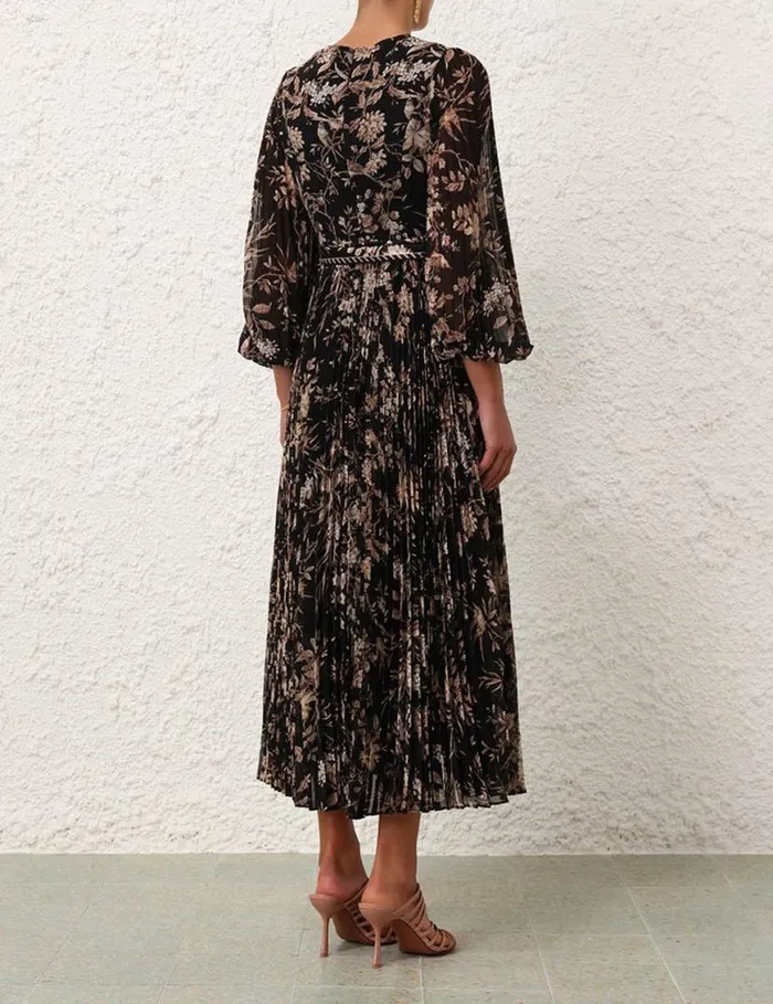 Zimmermann Dresses Sunray Long Sleeve Midi Black Mockingbird 8211 Women