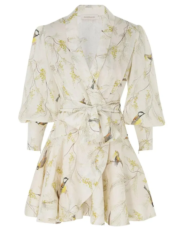 Zimmermann Dresses Wrap Mini Dress Acacia Birds 8211 Women