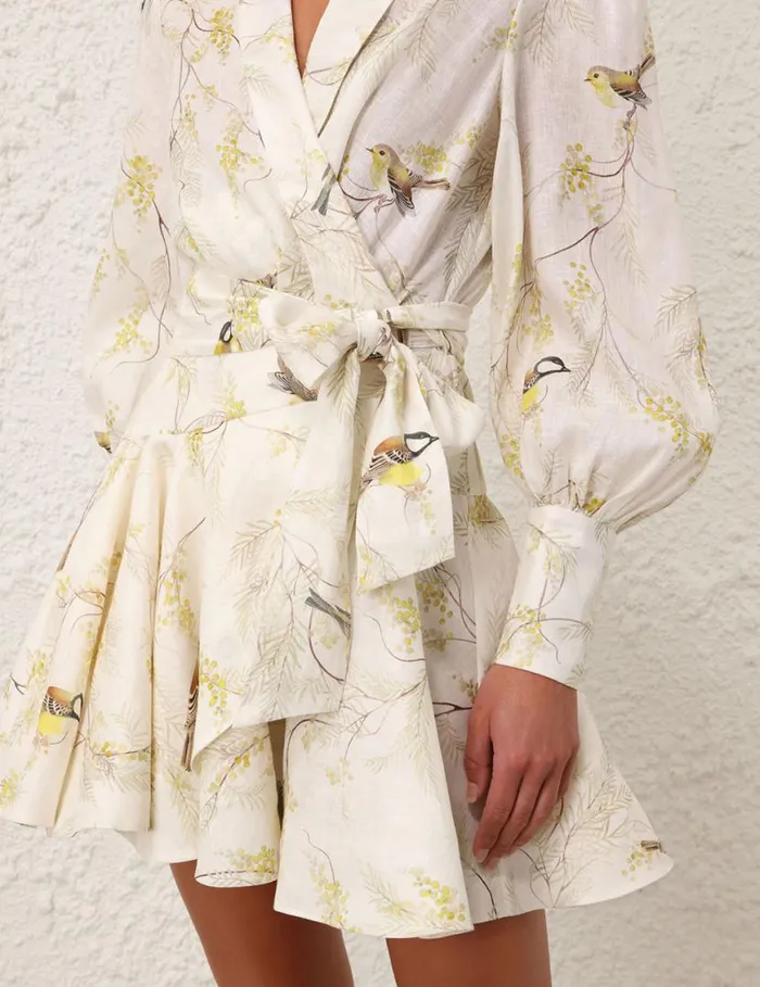 Zimmermann Dresses Wrap Mini Dress Acacia Birds 8211 Women