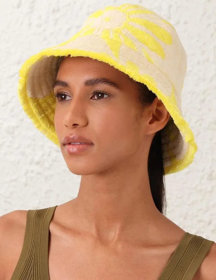 Zimmermann Hats Jacquard Towel Bucket Hat Yellowcream 8211 Women