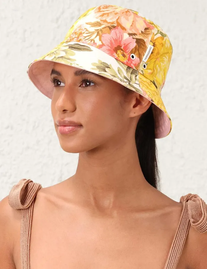 Zimmermann Hats Printed Canvas Bucket Hat Patch Floral 8211 Women