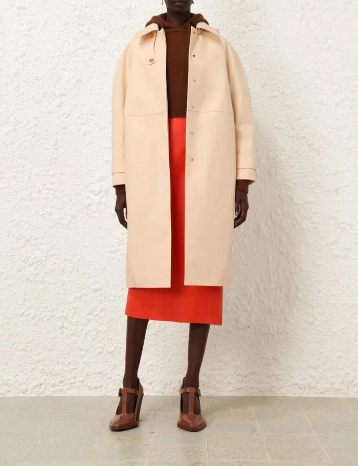 Zimmermann Jackets and Coats Tranquillity Poplin Crombie Peach 8211 Women