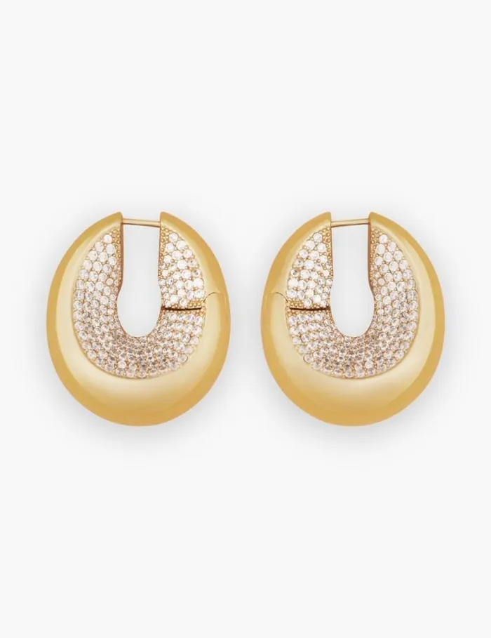 Zimmermann Jewellery Carved Pave Hoops Gold 8211 Women