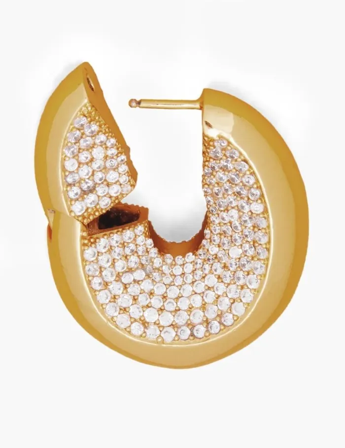 Zimmermann Jewellery Carved Pave Hoops Gold 8211 Women