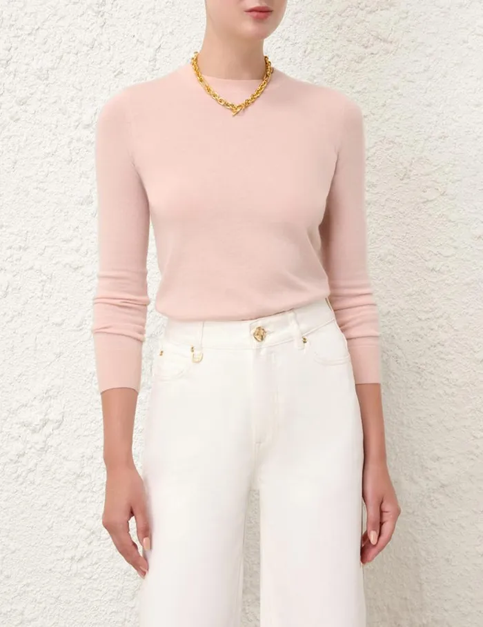 Zimmermann Knitwear Classic Crew Neck Sweater Dusty Pink 8211 Women