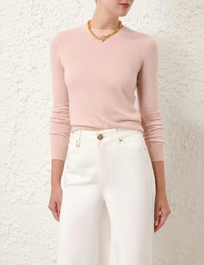 Zimmermann Knitwear Classic Crew Neck Sweater Dusty Pink 8211 Women