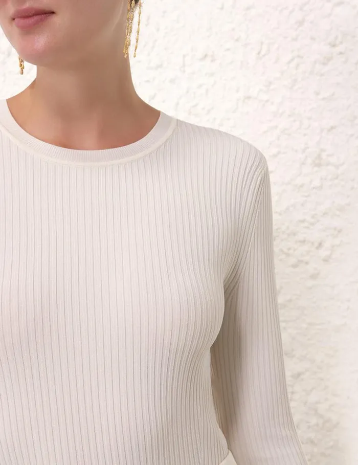 Zimmermann Knitwear Crew Neck Top Parchment 8211 Women