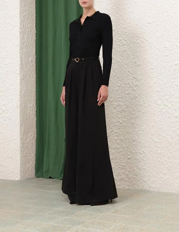 Zimmermann Knitwear Knit Polo Top Black 8211 Women
