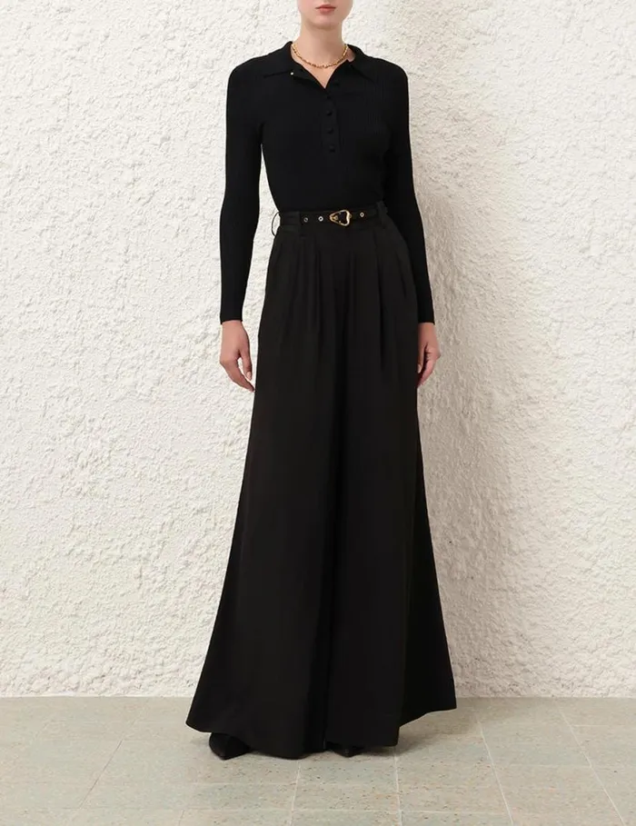 Zimmermann Knitwear Knit Polo Top Black 8211 Women