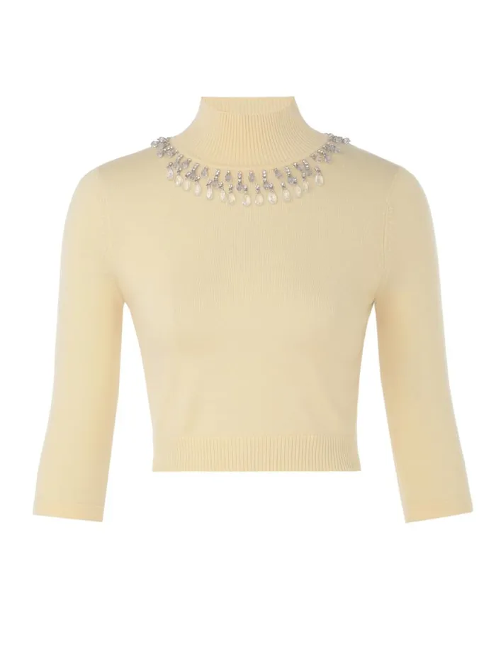 Zimmermann Knitwear Matchmaker High Neck Crop Top Lemon 8211 Women