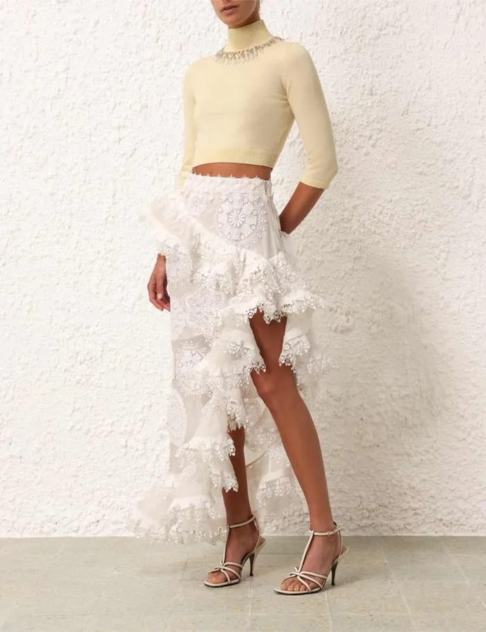 Zimmermann Knitwear Matchmaker High Neck Crop Top Lemon 8211 Women