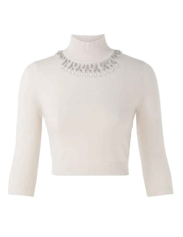 Zimmermann Knitwear Matchmaker High Neck Crop Top Parchment 8211 Women