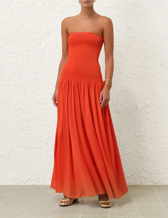 Zimmermann Knitwear Tranquillity Metallic Dress Tomato 8211 Women