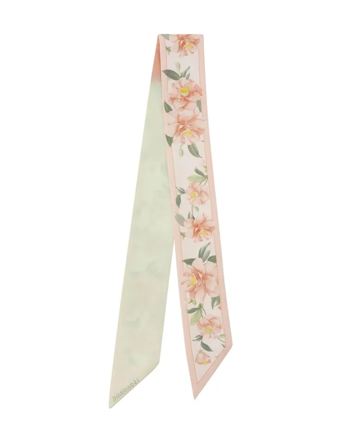 Zimmermann Scarves Printed Silk Ribbon Scarf Ivory Camellia 8211 Women