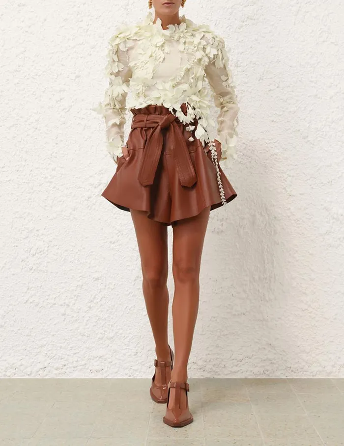 Zimmermann Shorts and Pants Harmony Leather Short Toffee 8211 Women