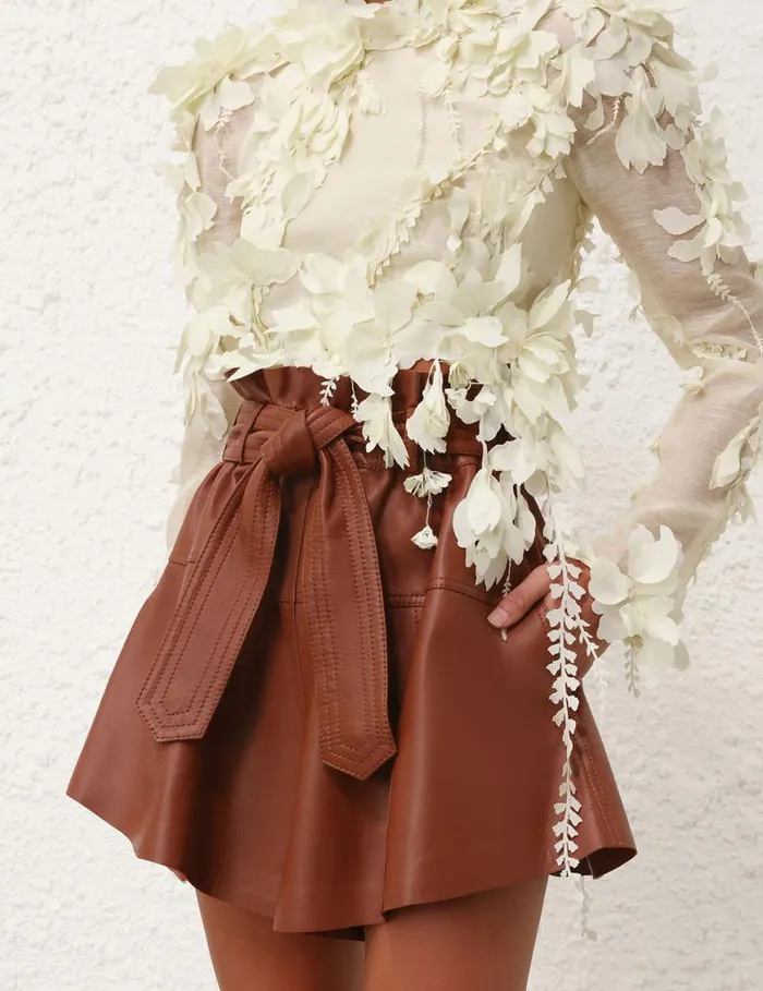 Zimmermann Shorts and Pants Harmony Leather Short Toffee 8211 Women