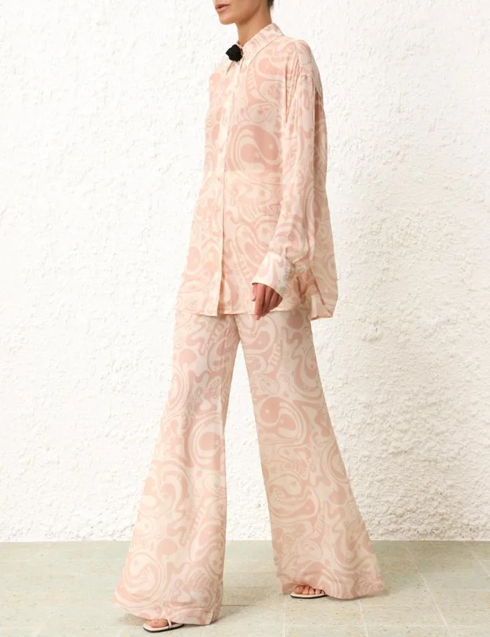 Zimmermann Shorts and Pants Matchmaker Flare Pant Pinkcream Abstract Musical 8211 Women
