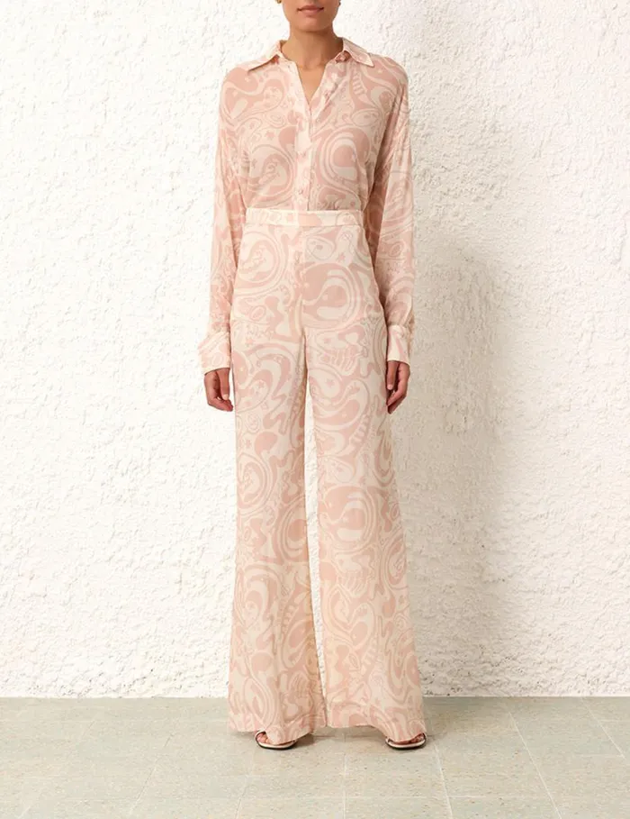Zimmermann Shorts and Pants Matchmaker Flare Pant Pinkcream Abstract Musical 8211 Women