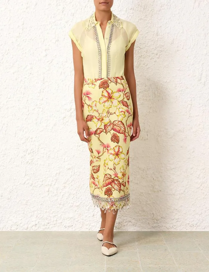 Zimmermann Skirts Matchmaker Diamante Skirt Yellow Hibiscus 8211 Women