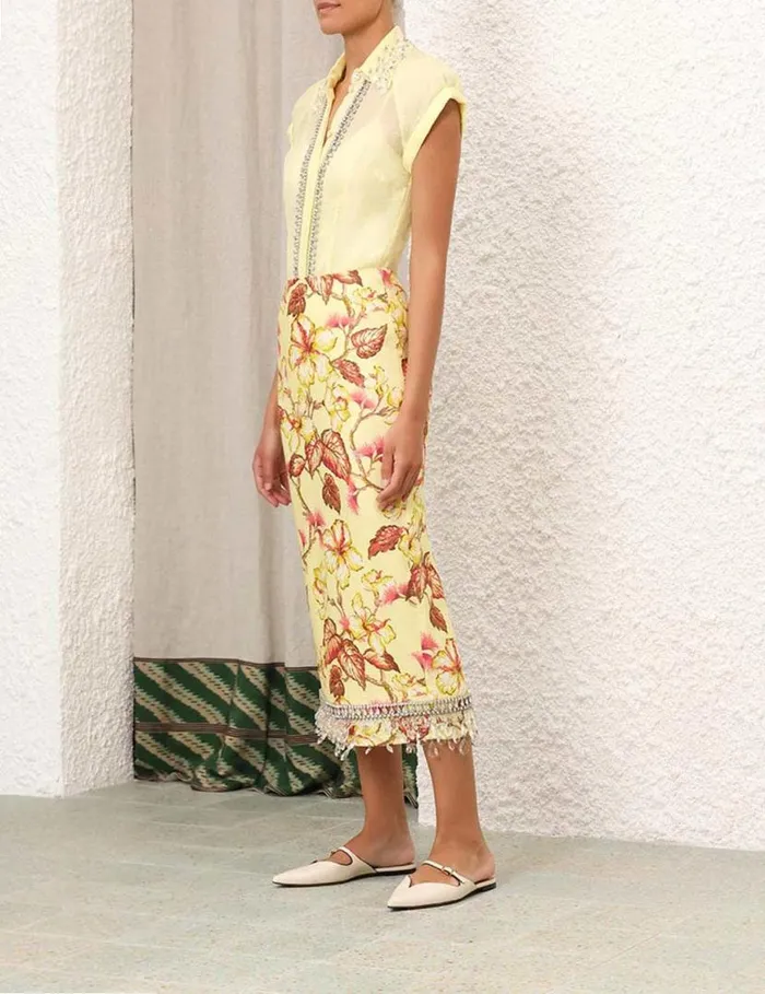 Zimmermann Skirts Matchmaker Diamante Skirt Yellow Hibiscus 8211 Women