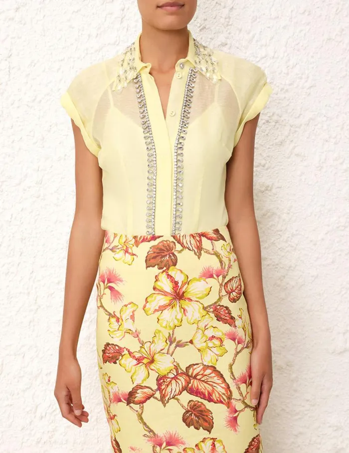 Zimmermann Skirts Matchmaker Diamante Skirt Yellow Hibiscus 8211 Women