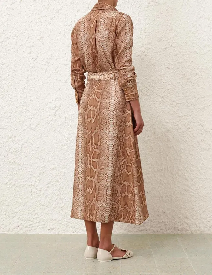 Zimmermann Skirts Natura Aline Midi Skirt Tan Snake 8211 Women