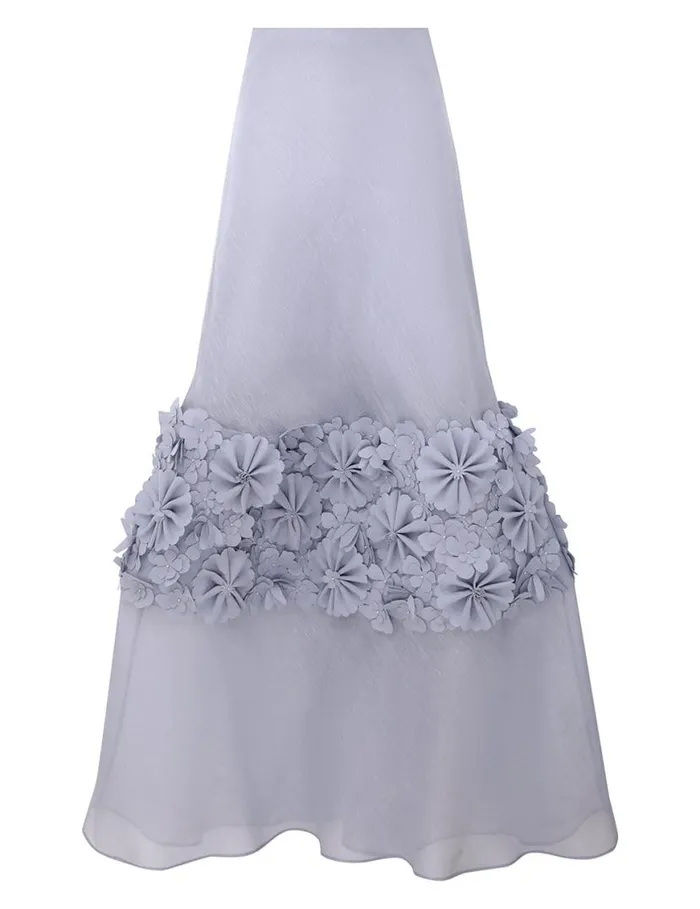 Zimmermann Skirts Natura Applique Flower Skirt Lilac Blue 8211 Women