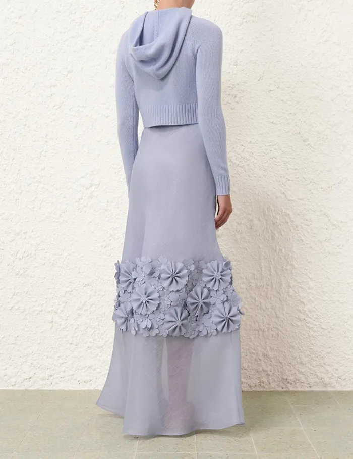 Zimmermann Skirts Natura Applique Flower Skirt Lilac Blue 8211 Women