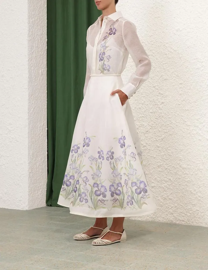 Zimmermann Skirts Natura Flare Skirt Blue Iris 8211 Women