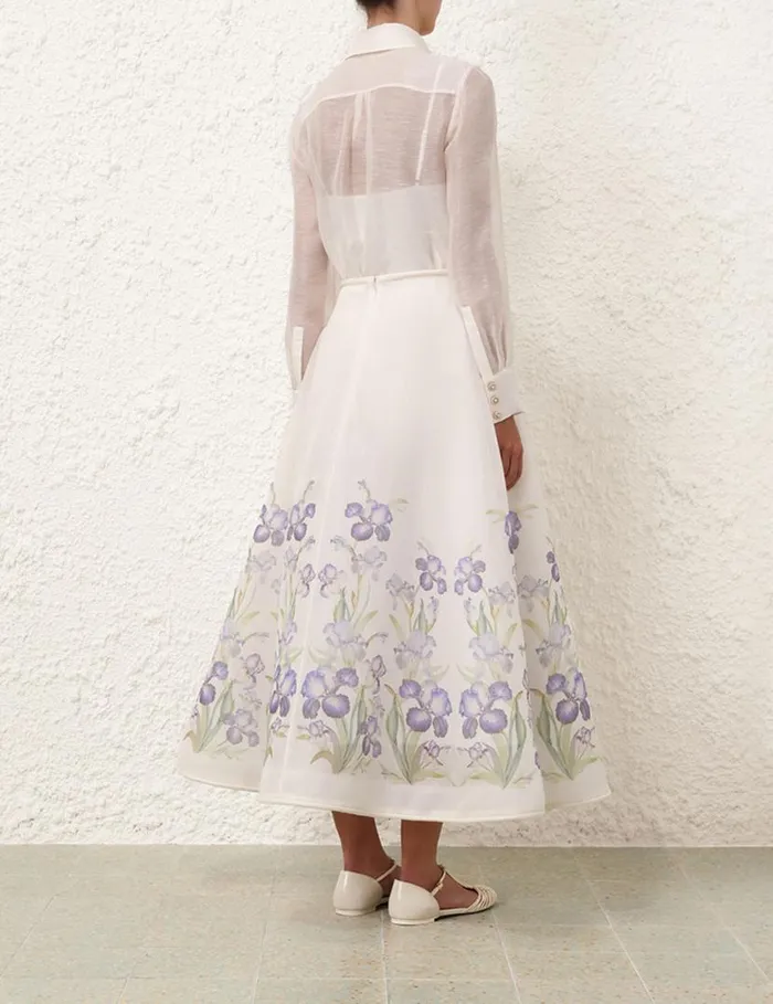 Zimmermann Skirts Natura Flare Skirt Blue Iris 8211 Women