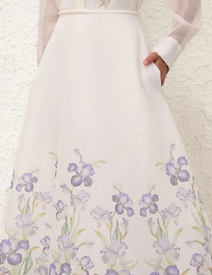 Zimmermann Skirts Natura Flare Skirt Blue Iris 8211 Women