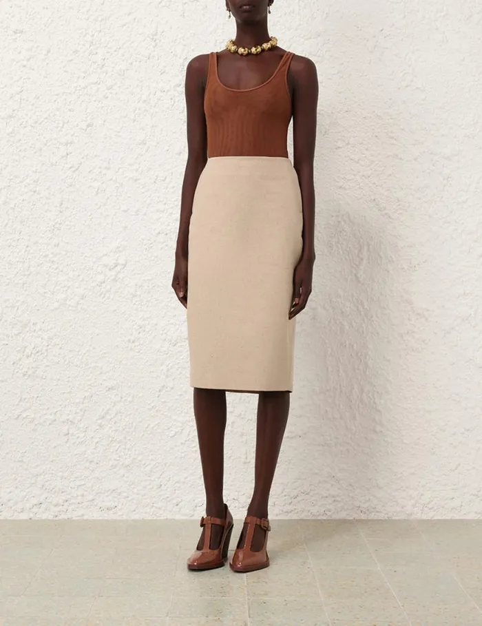 Zimmermann Skirts Natura Pencil Skirt Natural 8211 Women