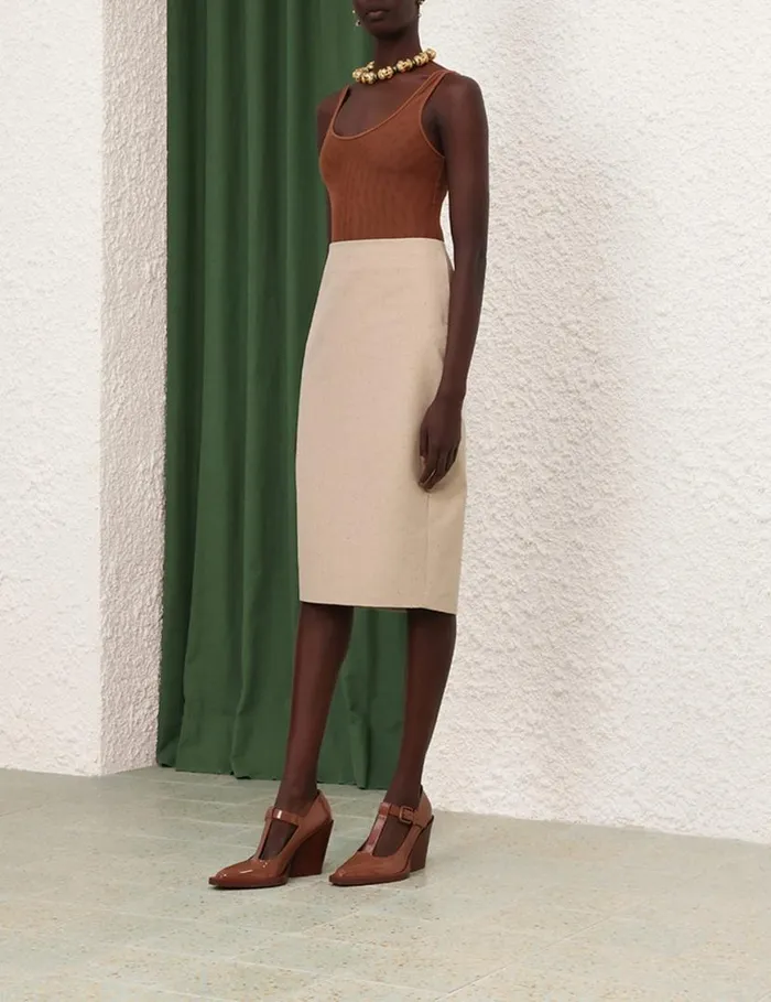 Zimmermann Skirts Natura Pencil Skirt Natural 8211 Women