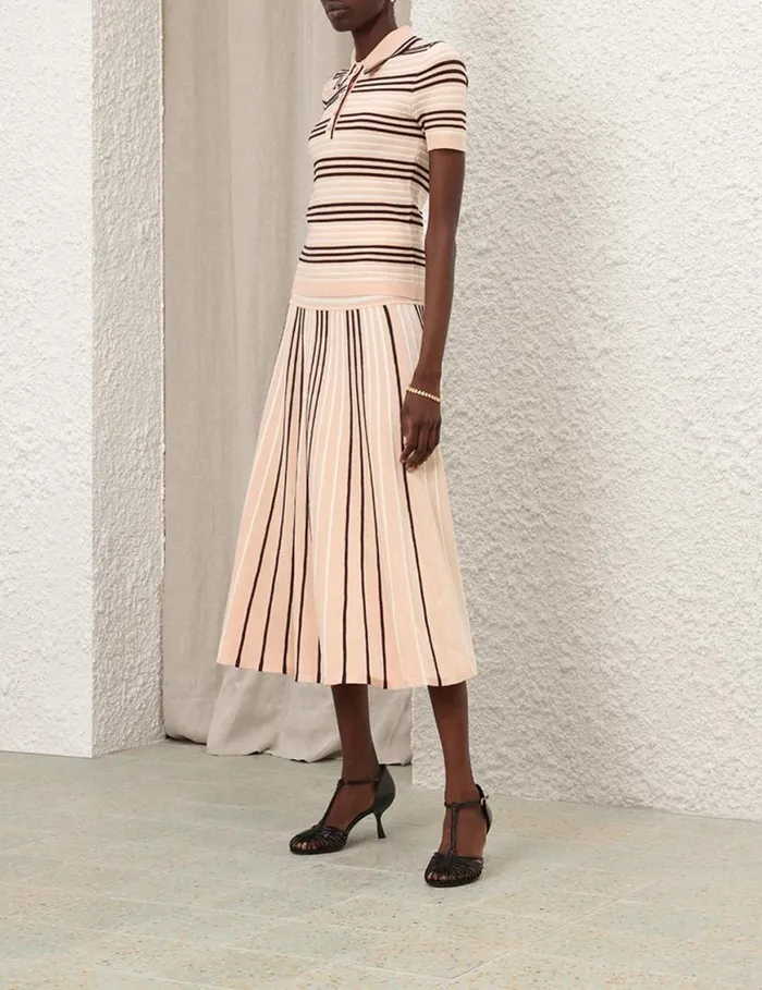 Zimmermann Skirts Natura Stripe Midi Skirt Multi 8211 Women