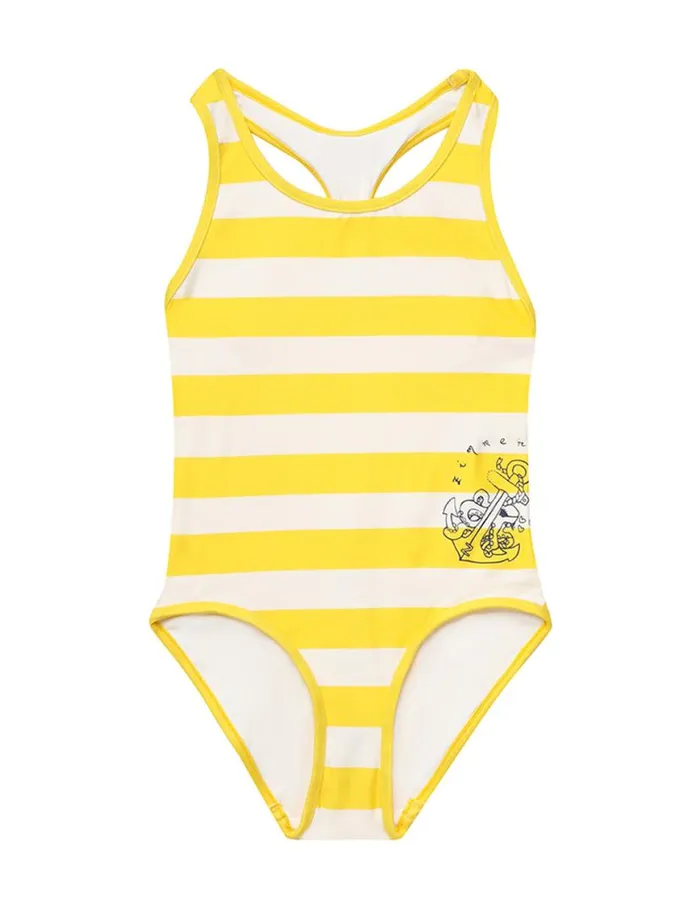Zimmermann Swimwear Alight Racer 1PC Yellowcream Stripe 8211 Kids