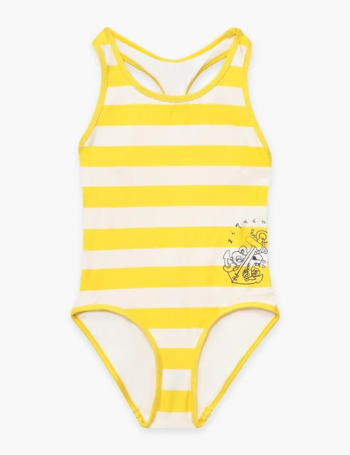 Zimmermann Swimwear Alight Racer 1PC Yellowcream Stripe 8211 Kids