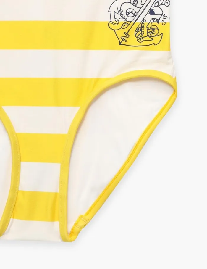 Zimmermann Swimwear Alight Racer 1PC Yellowcream Stripe 8211 Kids