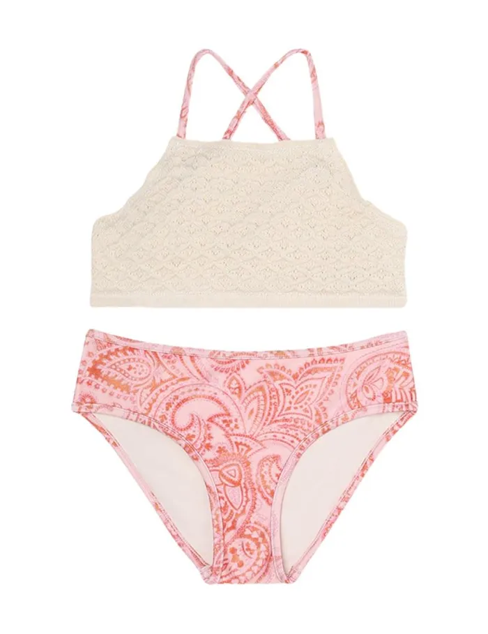 Zimmermann Swimwear Ottie Crochet Bikini Pink Paisley 8211 Kids