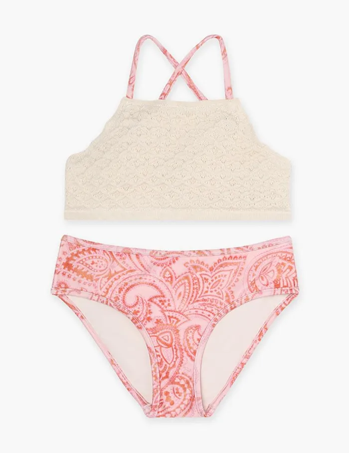Zimmermann Swimwear Ottie Crochet Bikini Pink Paisley 8211 Kids