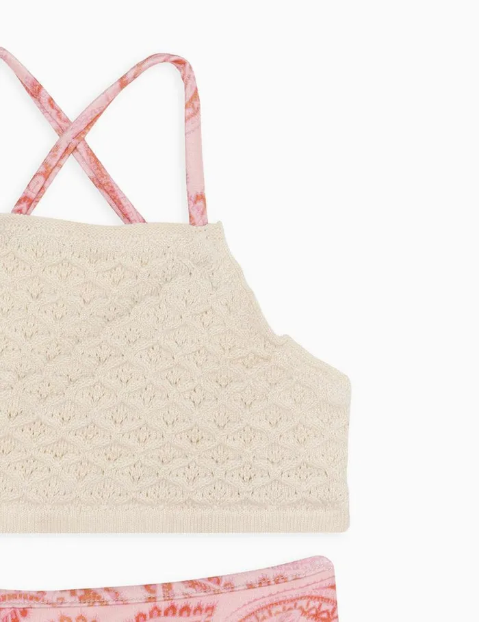 Zimmermann Swimwear Ottie Crochet Bikini Pink Paisley 8211 Kids