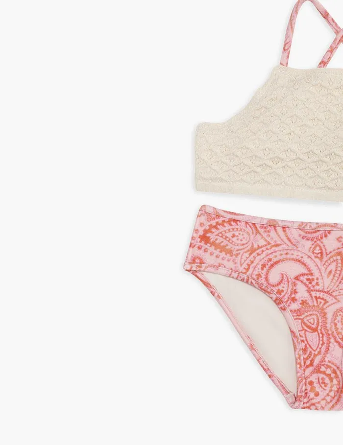 Zimmermann Swimwear Ottie Crochet Bikini Pink Paisley 8211 Kids